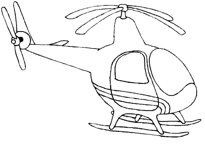 Название: Раскраска Простой вертолёт. Категория: транспорт. Теги: вертолёт, воздушный транспорт, небо.