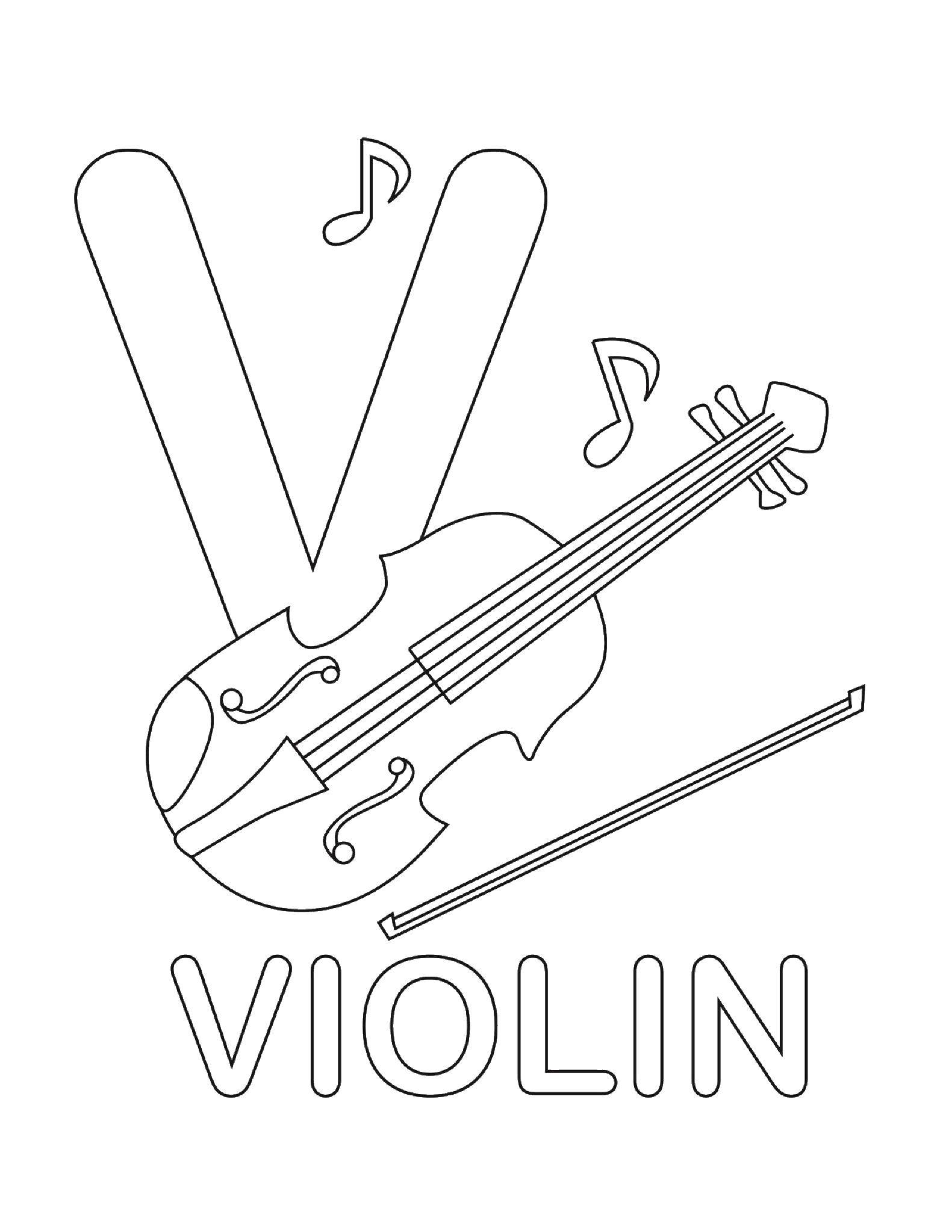 Coloring Violin. Category English words. Tags:  English words, violin.