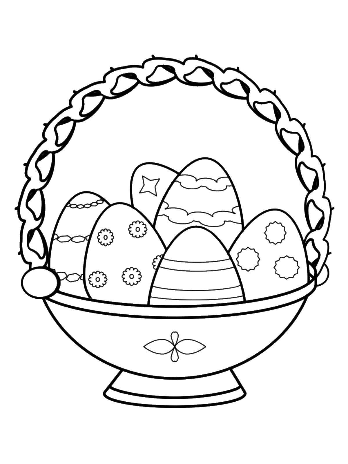 Название: Раскраска Тарелка с яйцами. Категория: раскраски пасха. Теги: яйца, тарелка.