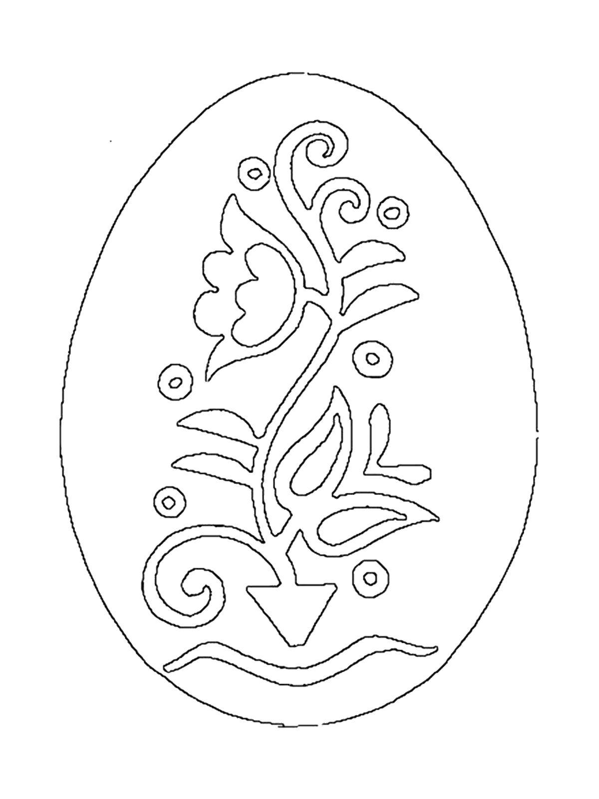 Coloring The flowers on the egg. Category coloring Easter. Tags:  Easter, eggs, patterns.