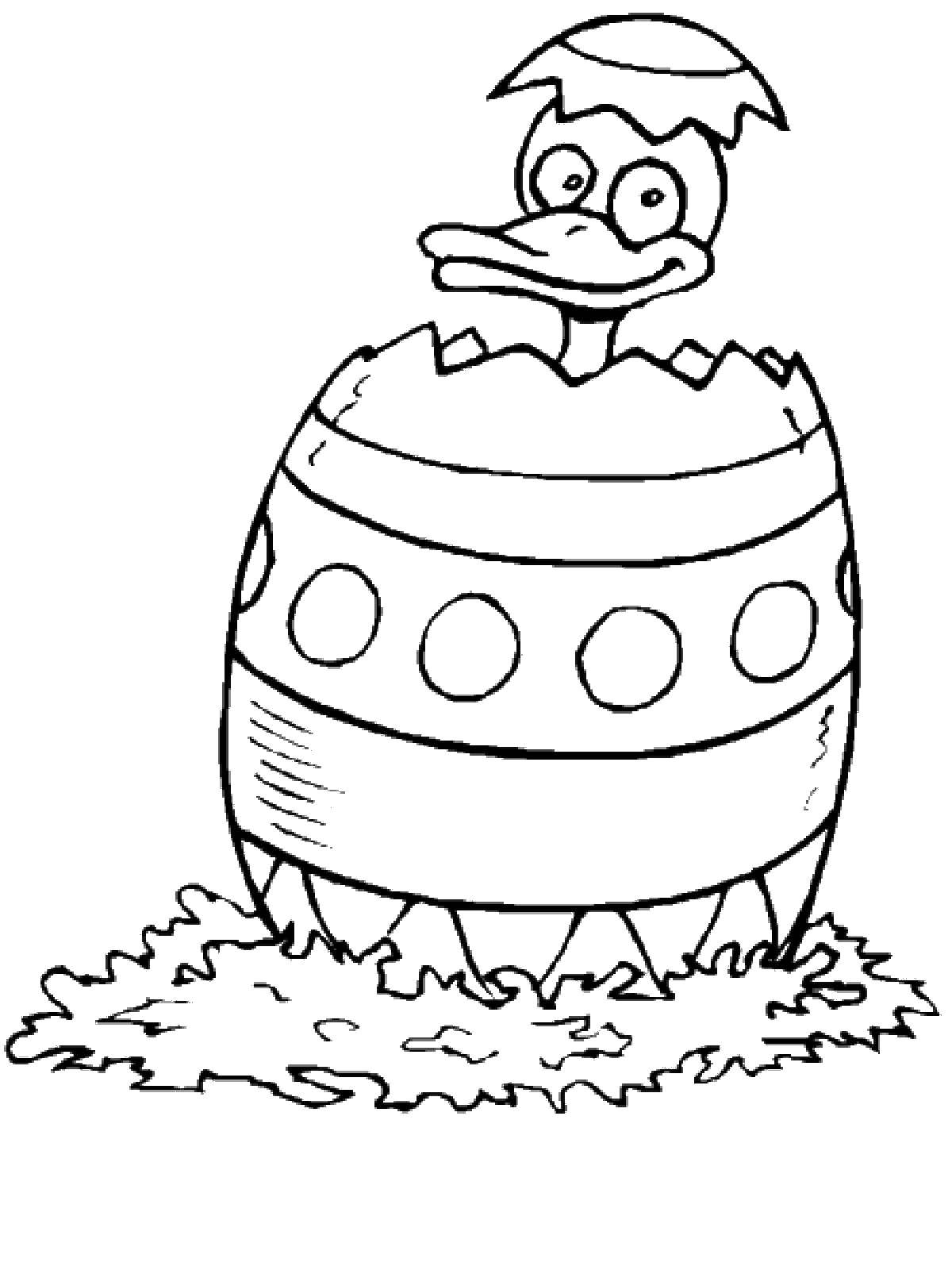 Coloring Duck in Easter egg. Category coloring Easter. Tags:  duck, Easter.