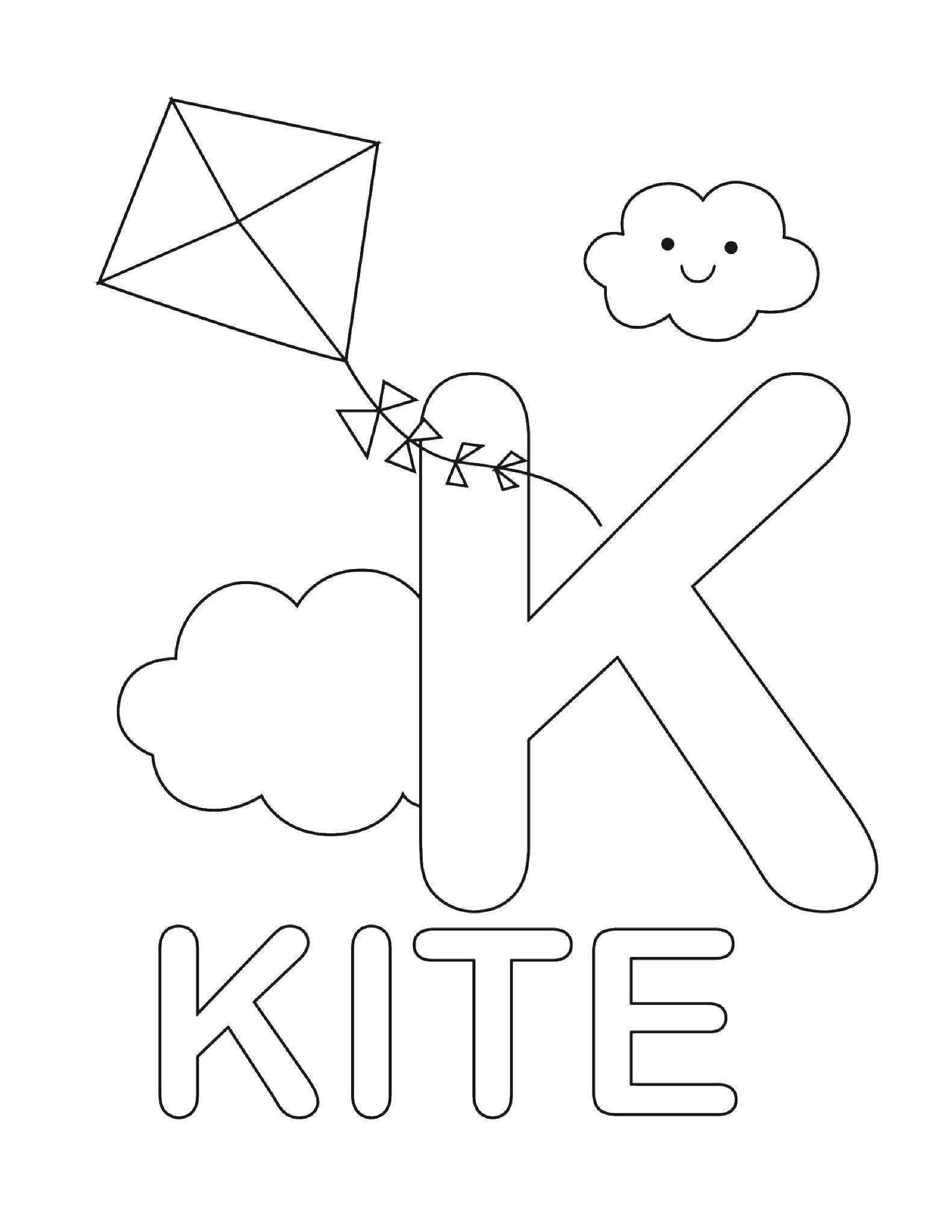 Coloring In kite. Category English words. Tags:  English.