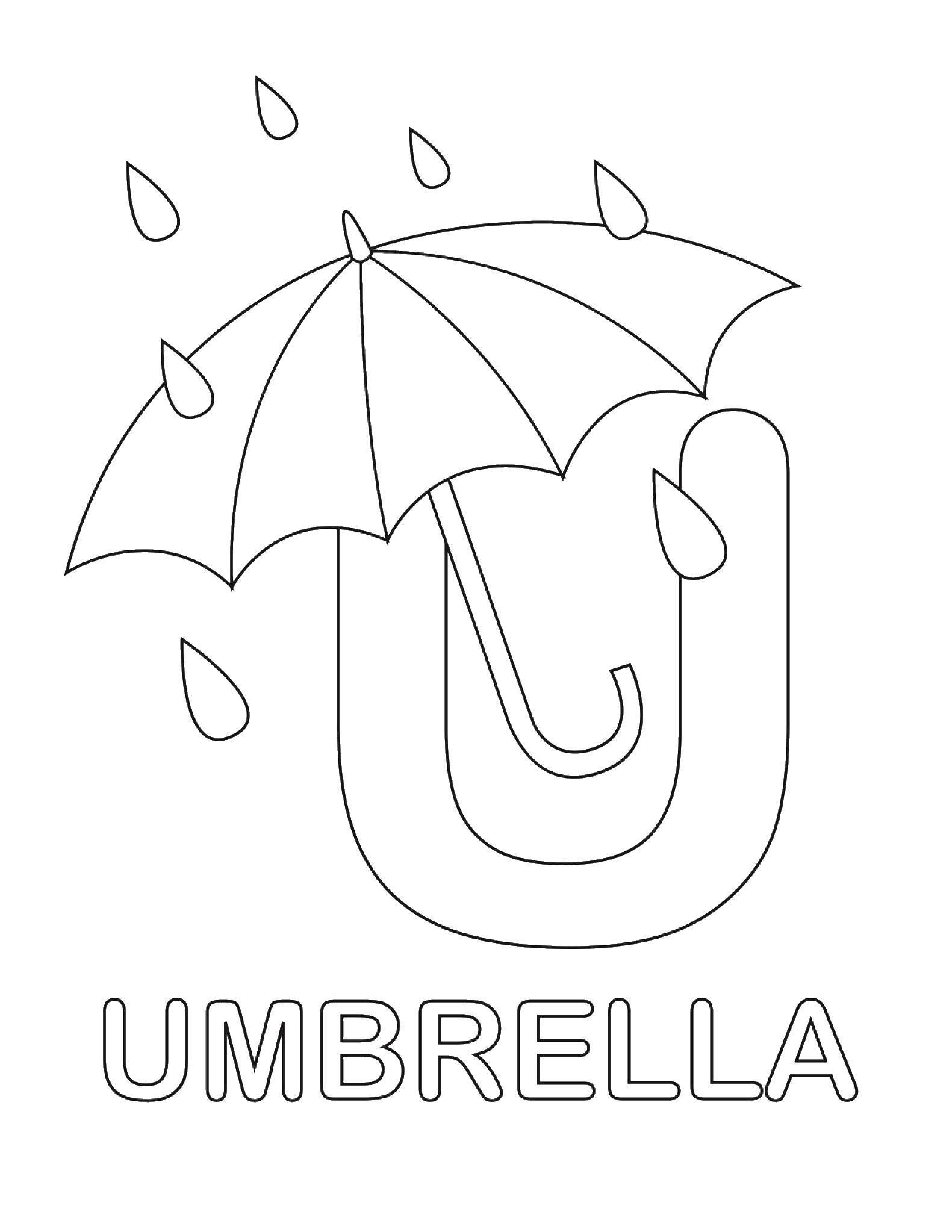 Название: Раскраска Зонт. Категория: английские слова. Теги: английские слова, зонт.