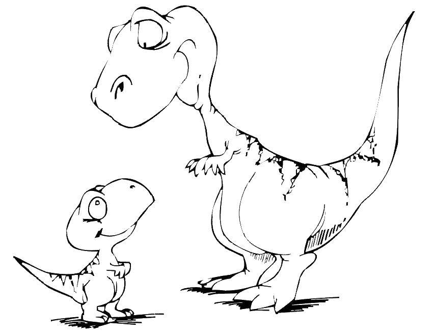 Coloring Dinosaur mom and baby. Category Jurassic Park. Tags:  Dinosaur.