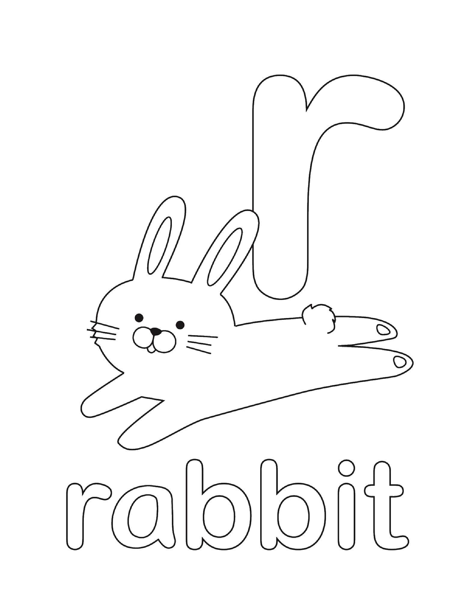 Название: Раскраска К кролик. Категория: английские слова. Теги: Английский.