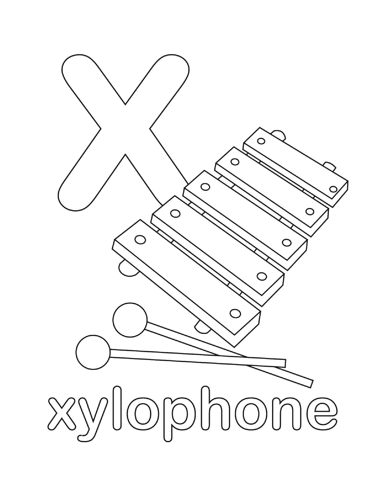 Coloring To xylophone. Category English words. Tags:  English.