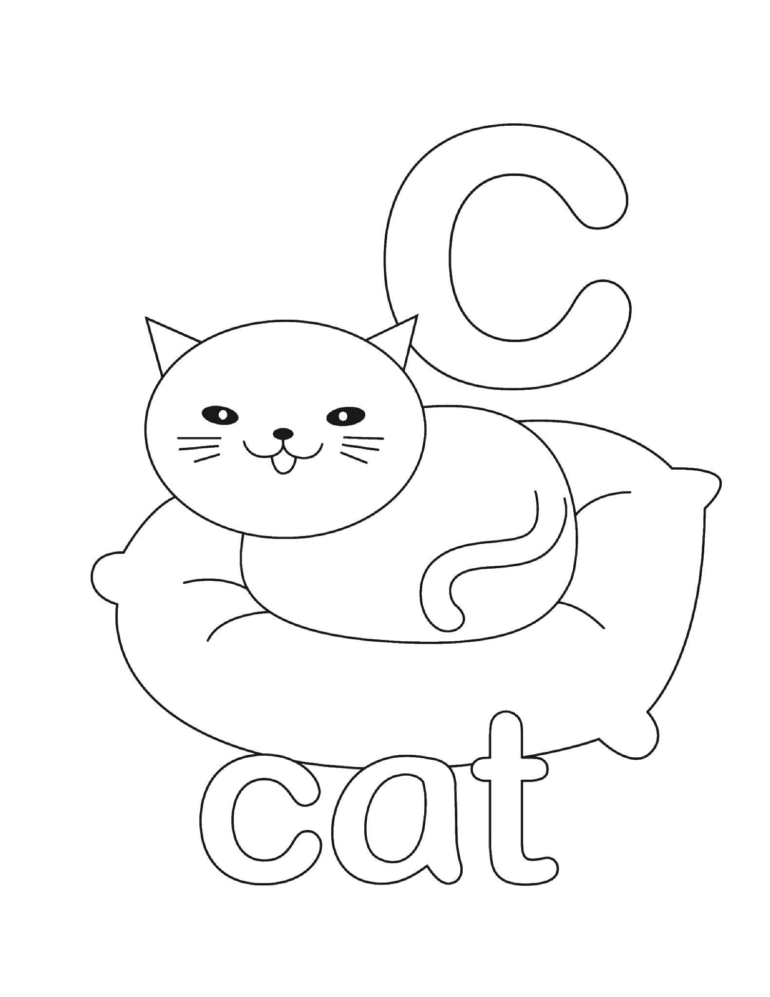 Название: Раскраска Кошка. Категория: английские слова. Теги: английские слова, кошка.