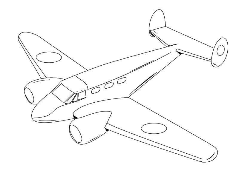 Название: Раскраска Самолёт в воздухе. Категория: самолеты. Теги: самолеты, транспорт, небо.