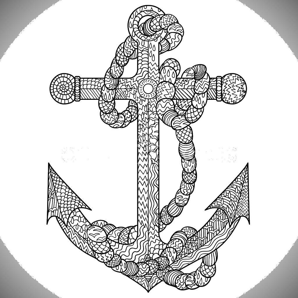 Coloring Anchor and rope. Category anchor. Tags:  anchor, rope.