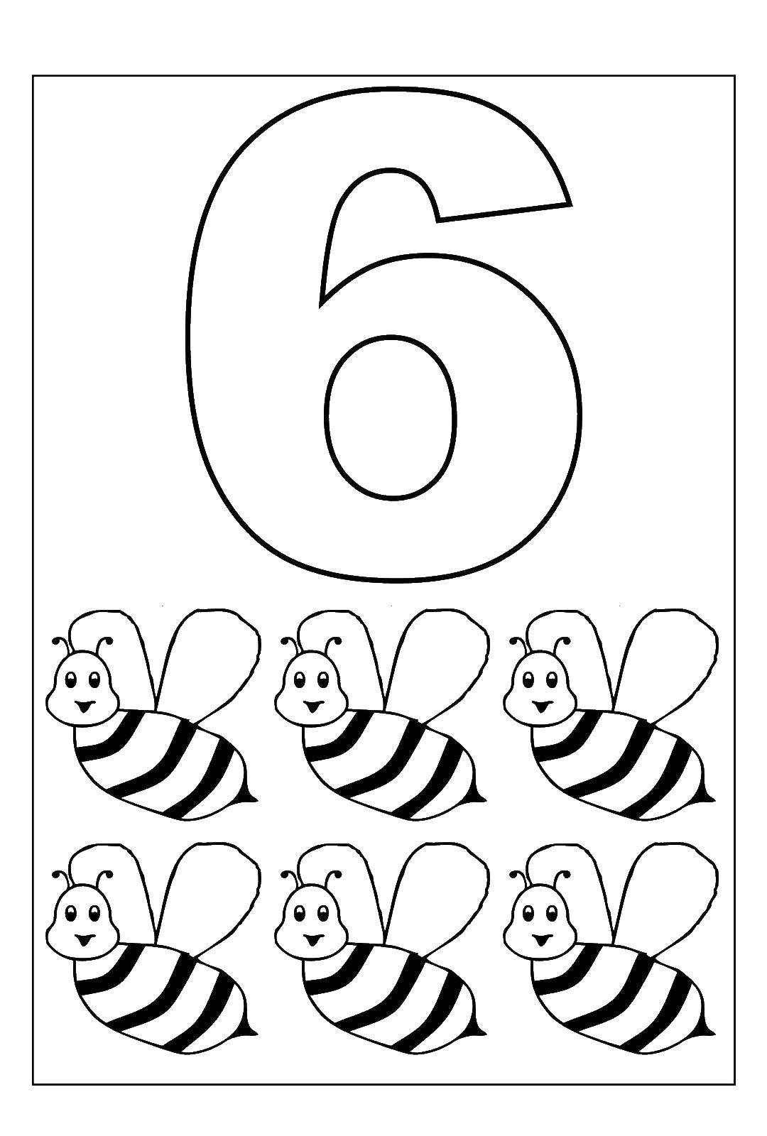 Coloring 6 bees. Category bee. Tags:  bees.