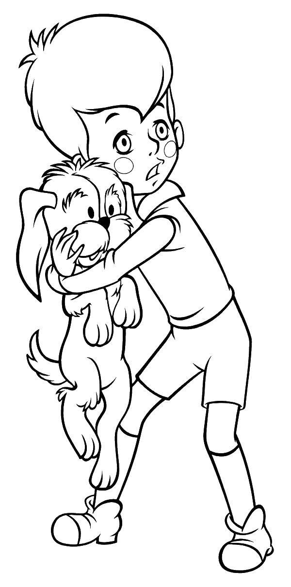 Coloring Kid with his dog. Category cartoons. Tags:  cartoons Baby, .