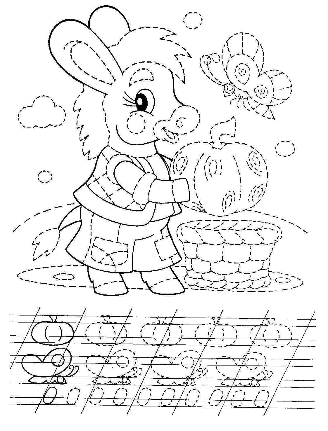 Coloring Recipe with horse. Category school. Tags:  the horse, pumpkin, butterfly, cursive;.