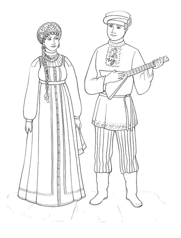 Coloring Ancient costumes. Category Russia . Tags:  Russia, folk.
