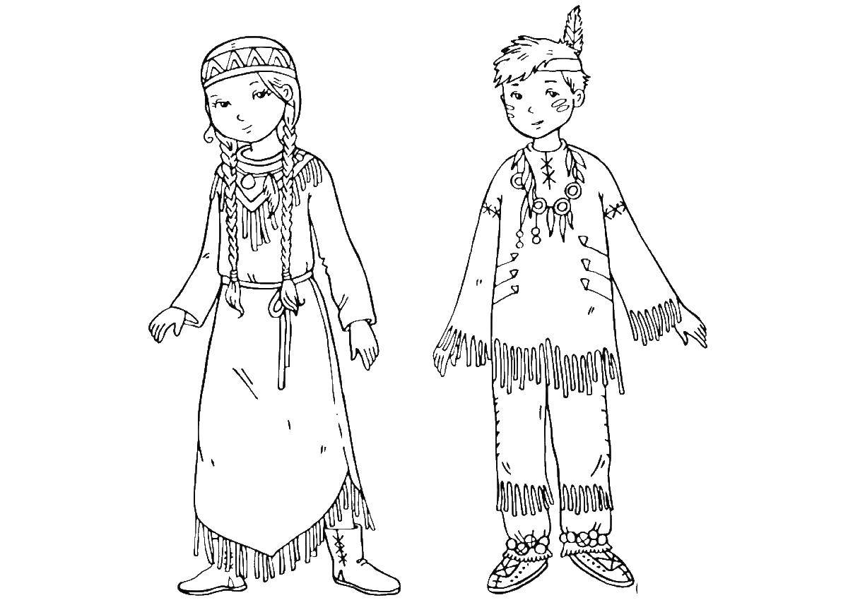 Coloring Indian outfits. Category peoples of the world. Tags:  The Indians.