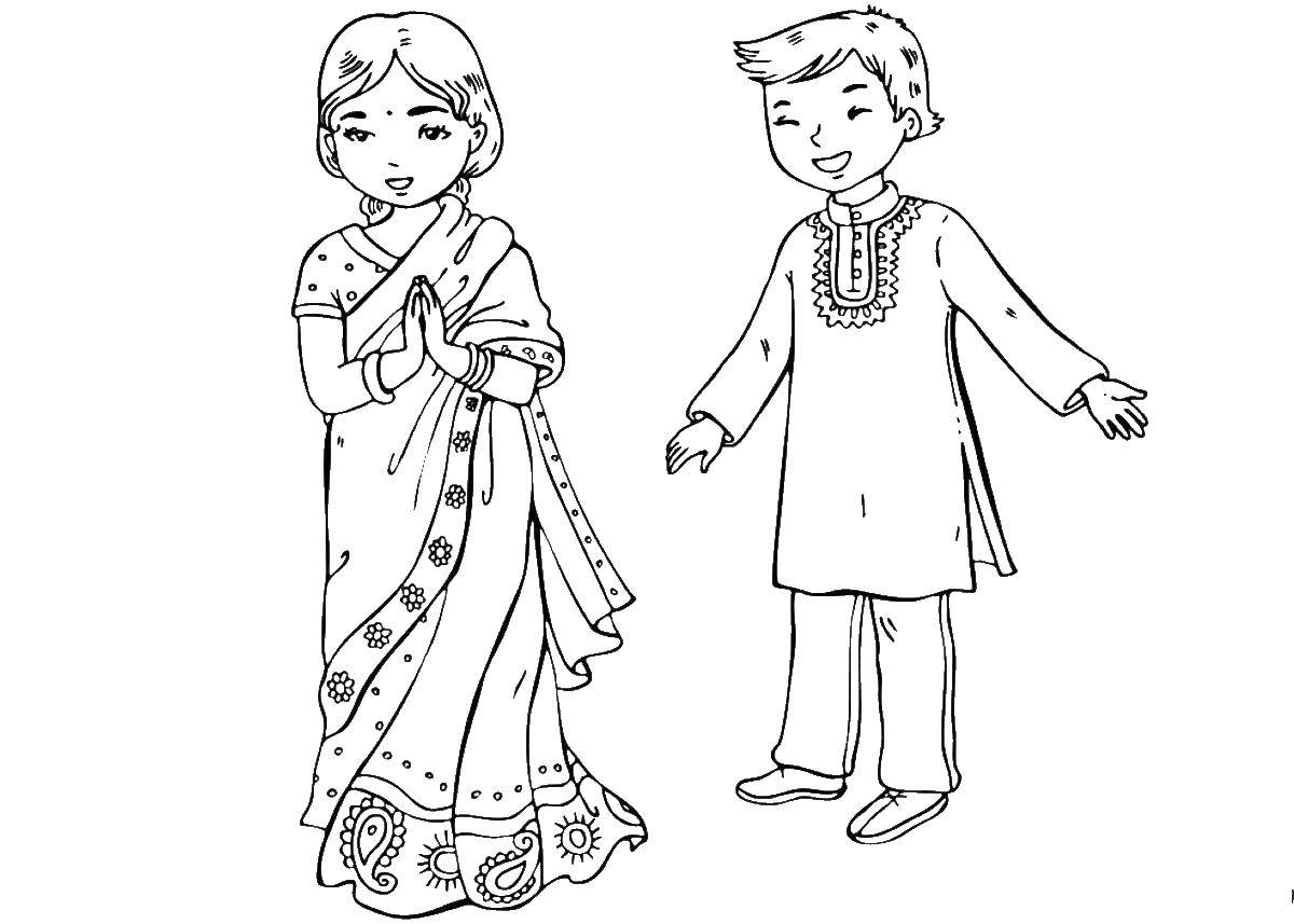Coloring Indian outfits. Category peoples of the world. Tags:  India.