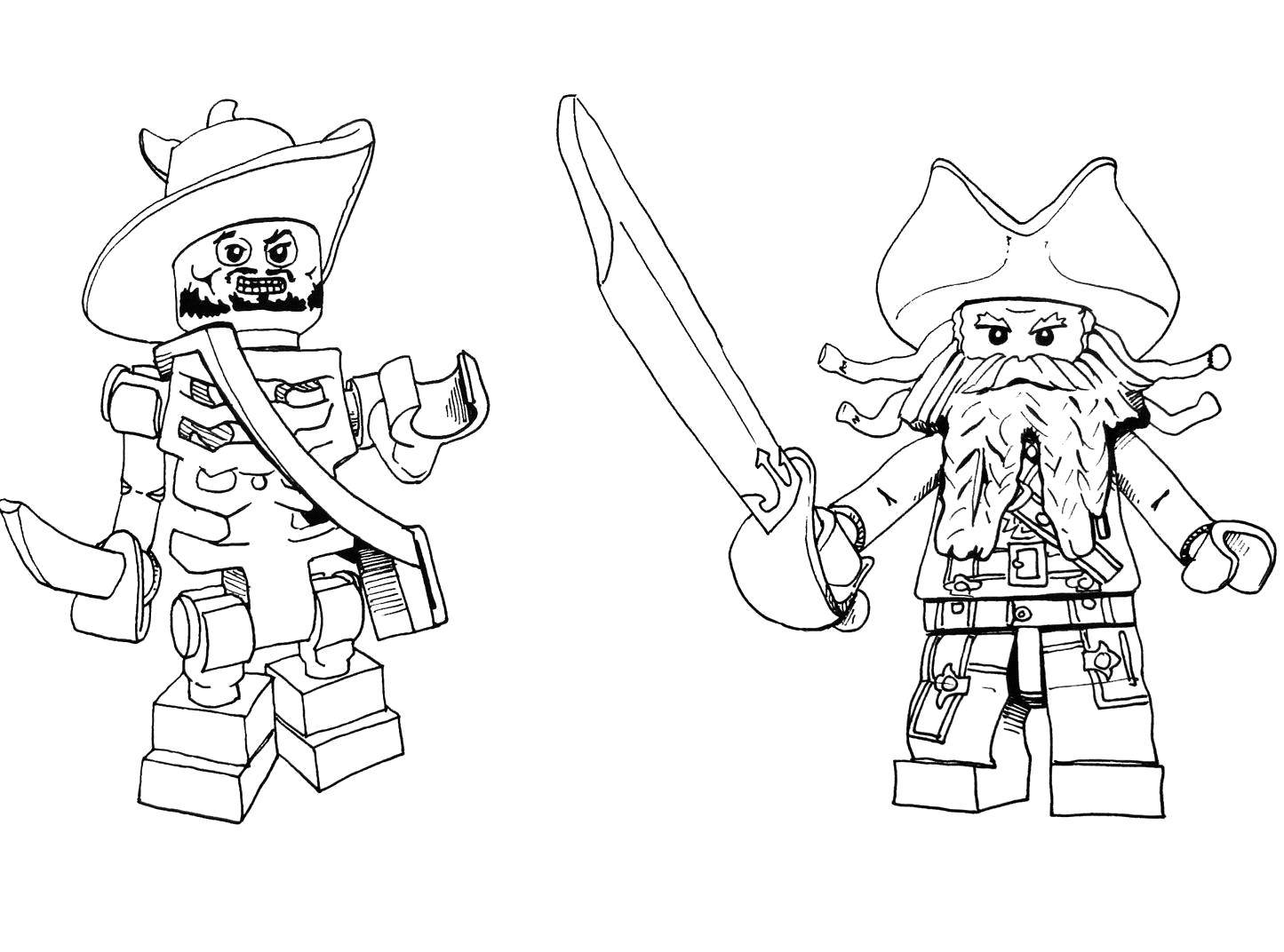 Название: Раскраска Пираты из конструктора лего. Категория: игрушки. Теги: Игрушки, пираты, конструктор.