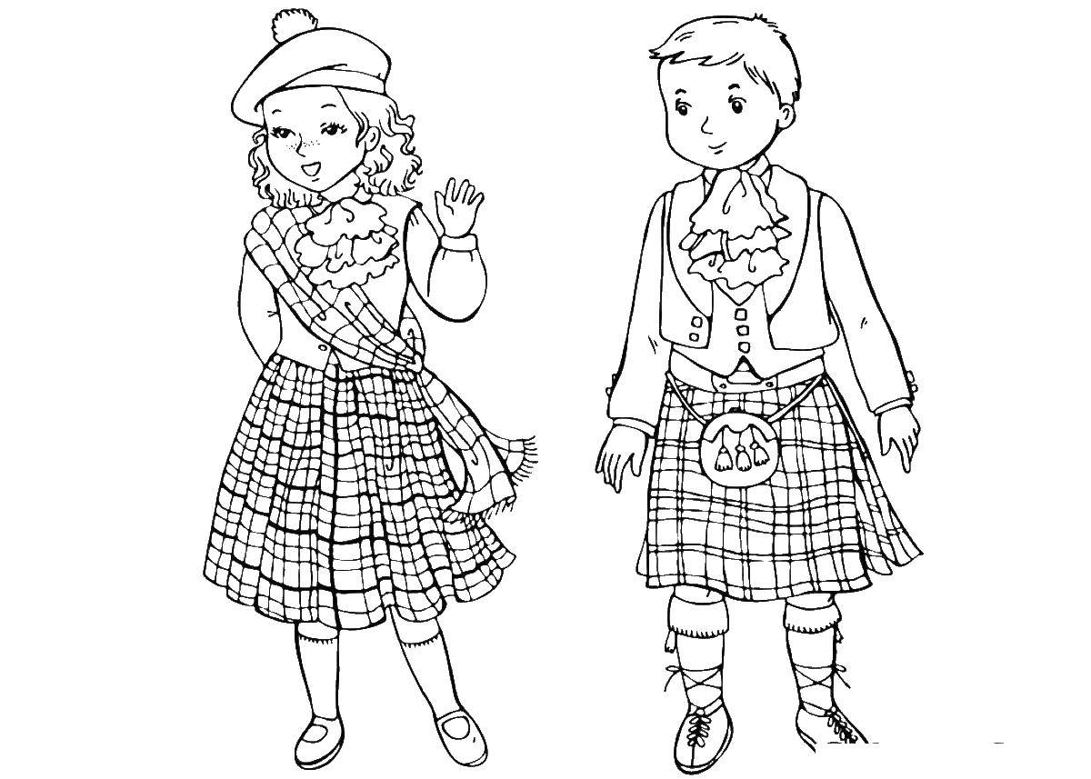 Coloring Scottish clothing. Category peoples of the world. Tags:  Scotland.