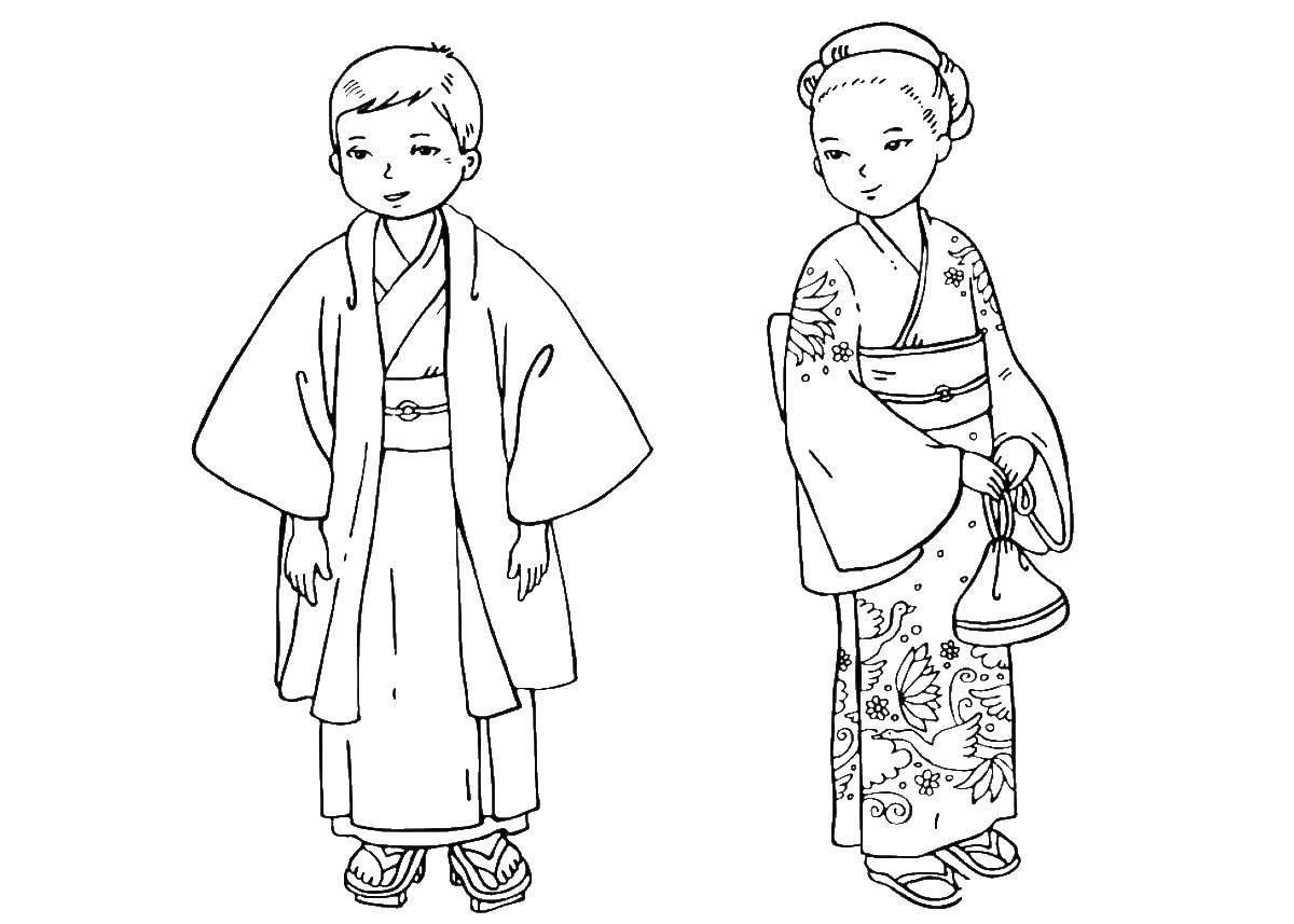 Название: Раскраска Японские наряды. Категория: народы мира. Теги: Япония.