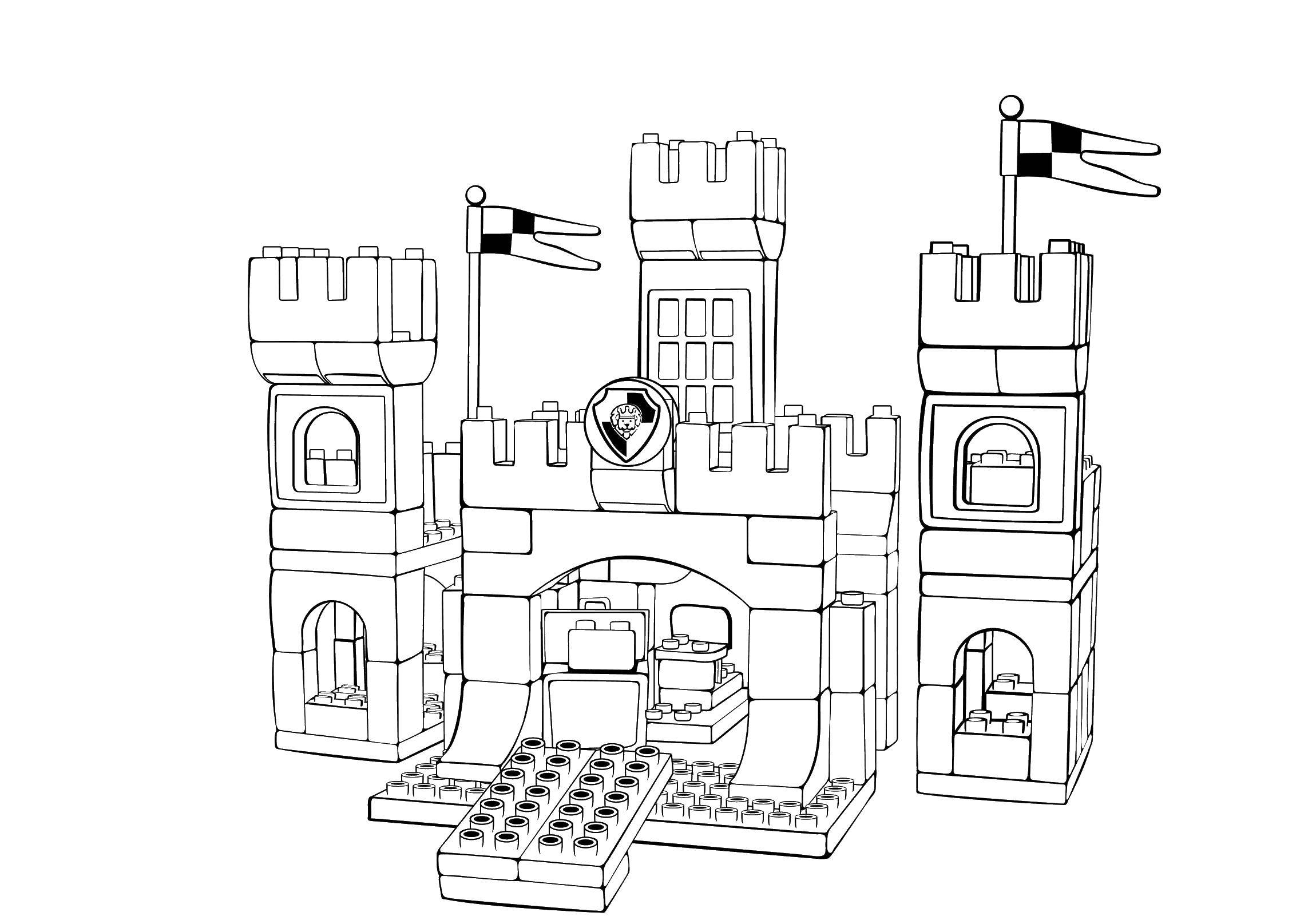 Название: Раскраска Замок из конструктора лего. Категория: игрушки. Теги: Игрушки, конструктор, замок.