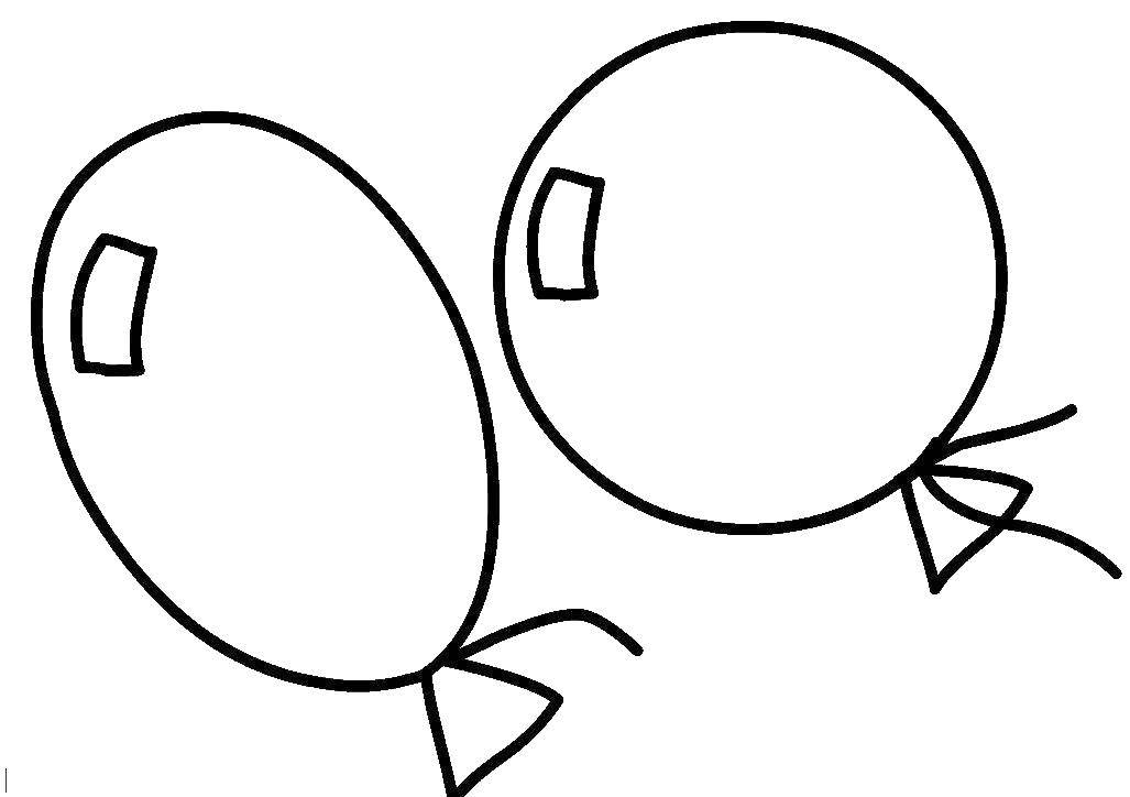 Название: Раскраска Два воздушных шарика. Категория: малышам. Теги: Воздушные шарики.