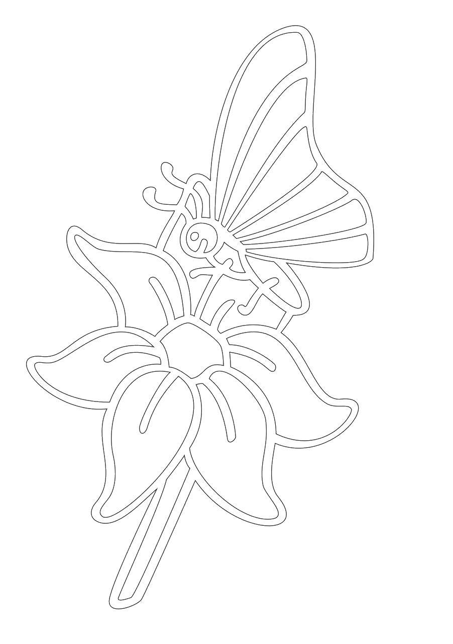 Coloring Paint a butterfly on a flower. Category for stained glass paint. Tags:  Flowers.