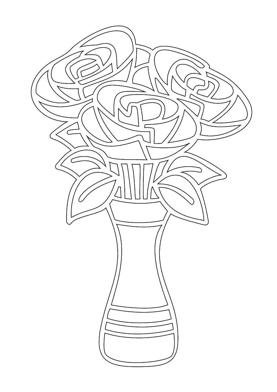 Coloring Paint the roses. Category for stained glass paint. Tags:  Flowers, roses.