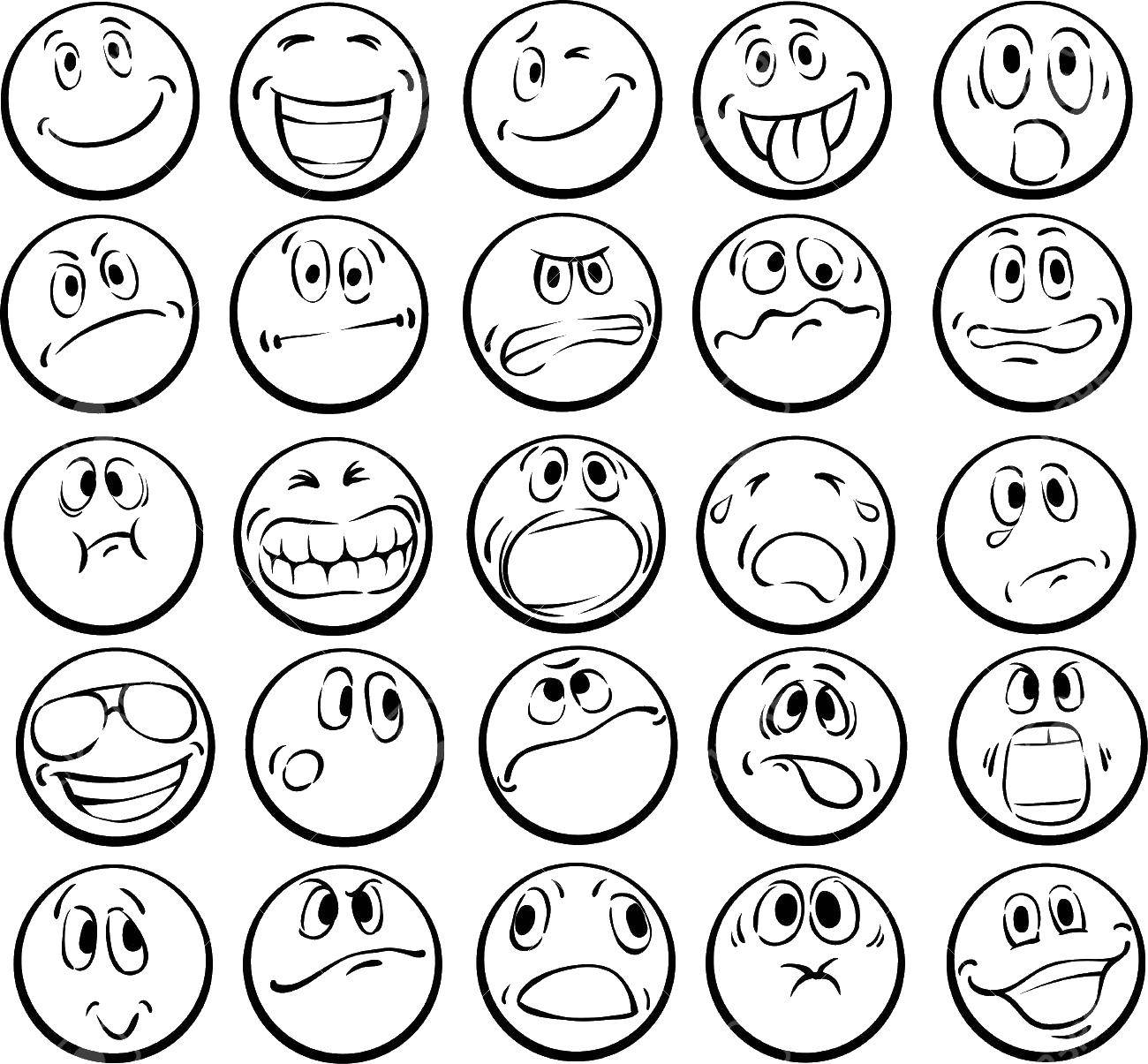 Coloring Emotions and smileys. Category emoticons. Tags:  silici, faces, emotions.
