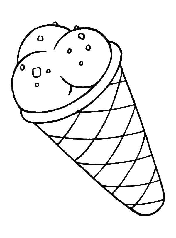 Название: Раскраска Мороженое в рожке. Категория: сладости. Теги: мороженое, рожок, вафля.