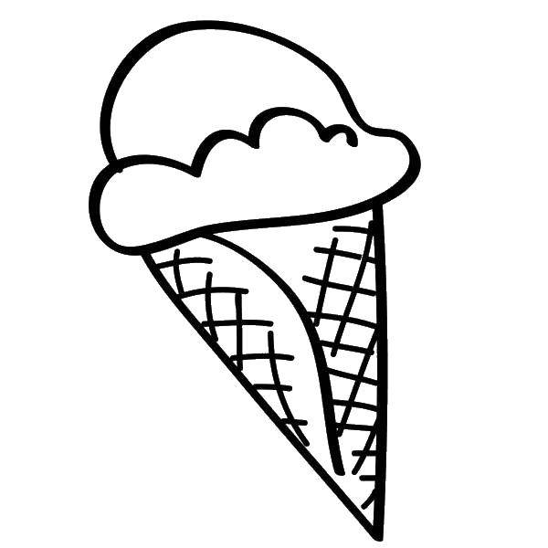 Название: Раскраска Мороженое в вафле. Категория: мороженое. Теги: мороженое, рожок, вафля.