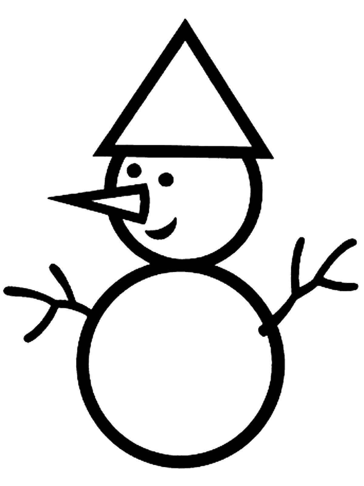 Название: Раскраска Снеговик. Категория: малышам. Теги: снеговик.