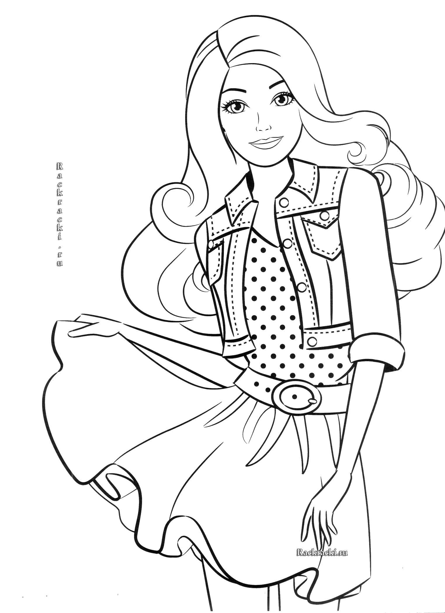 Coloring Barbie in dzhinsovka. Category Barbie . Tags:  Clothing, dress.