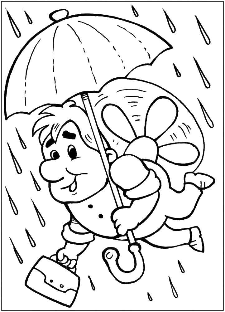 Название: Раскраска Карлсон под дождиком. Категория: раскраски карлсон. Теги: Персонаж из мультфильма.