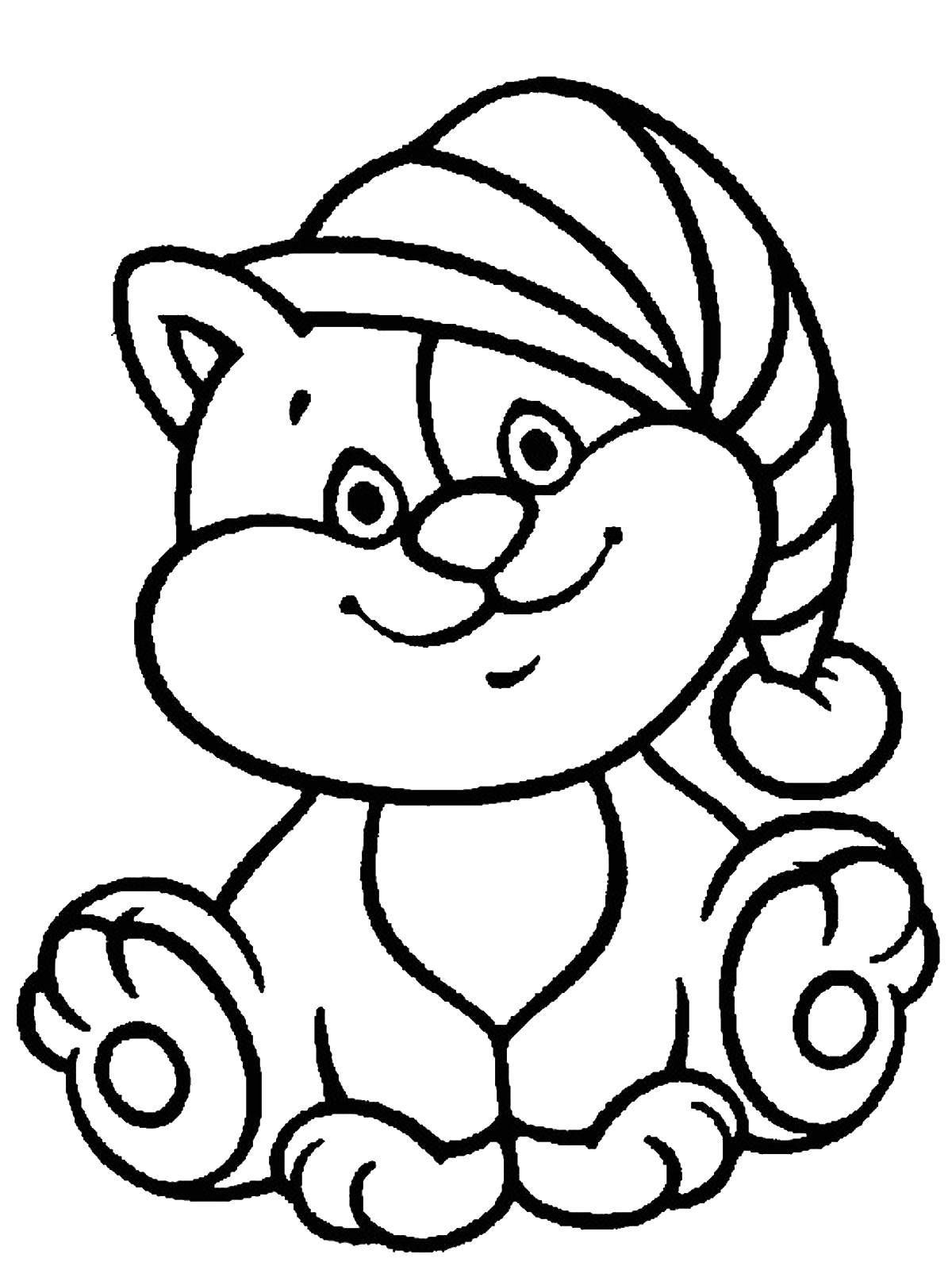 Coloring Cat in the hat. Category little ones. Tags:  Cat.