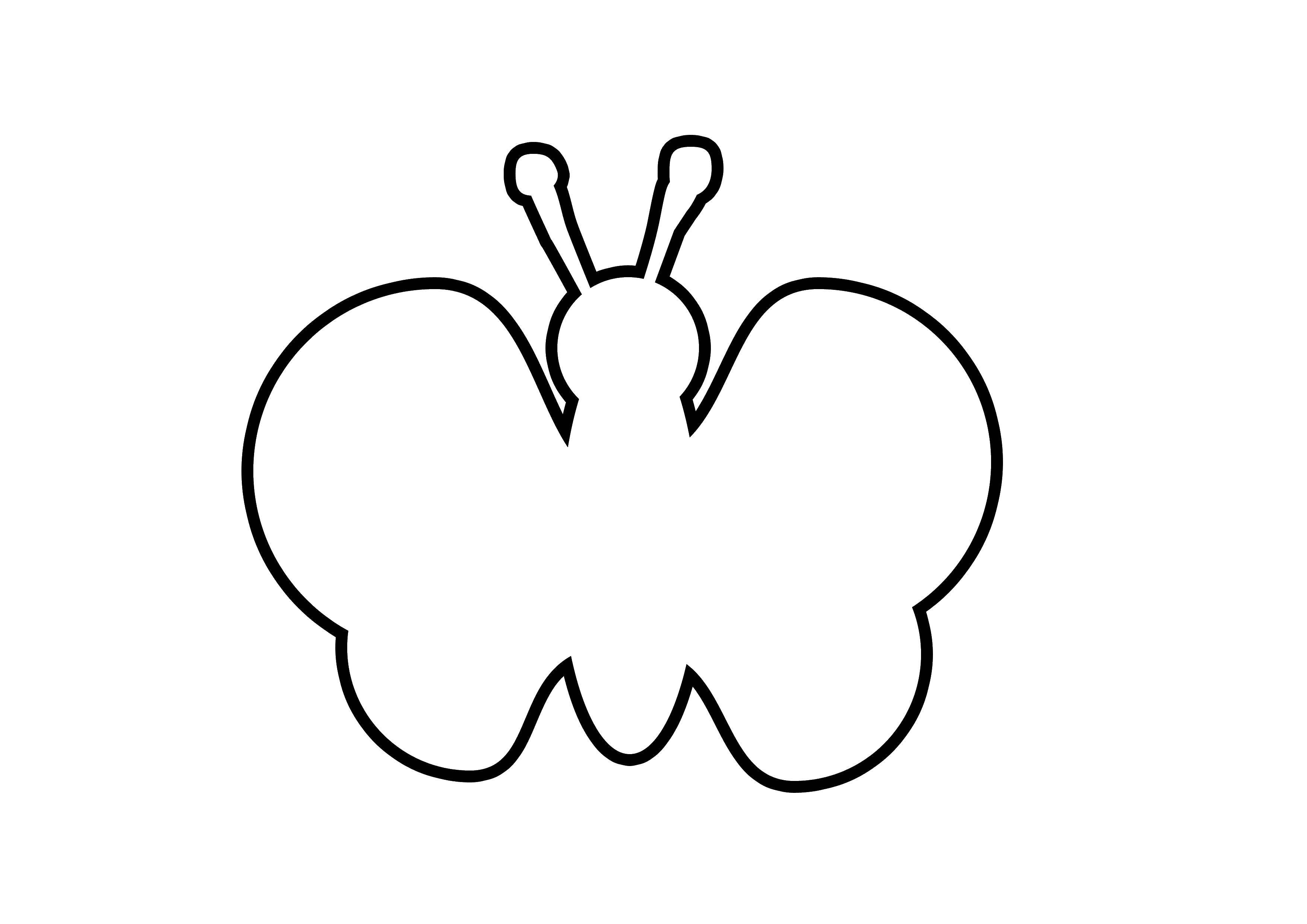 Название: Раскраска Бабочка. Категория: контуры для вырезания бабочек. Теги: контуры, шаблоны, бабочка.