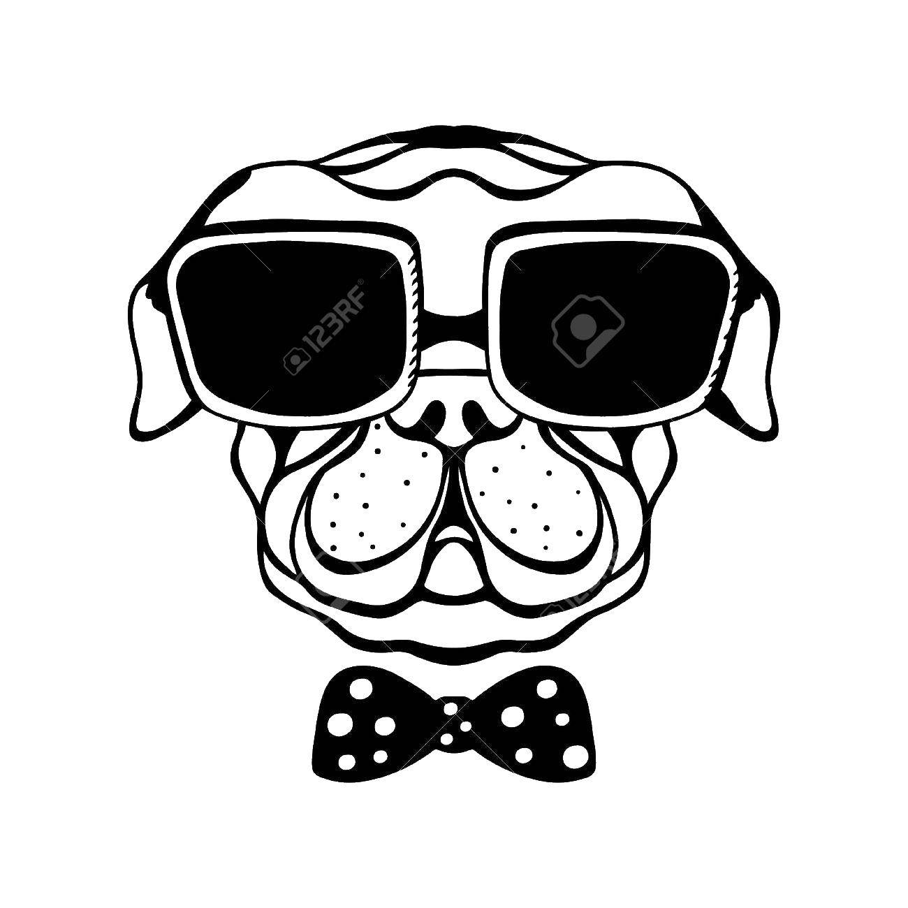 Coloring Bulldog with glasses. Category dogs. Tags:  dogs, doggy, glasses.