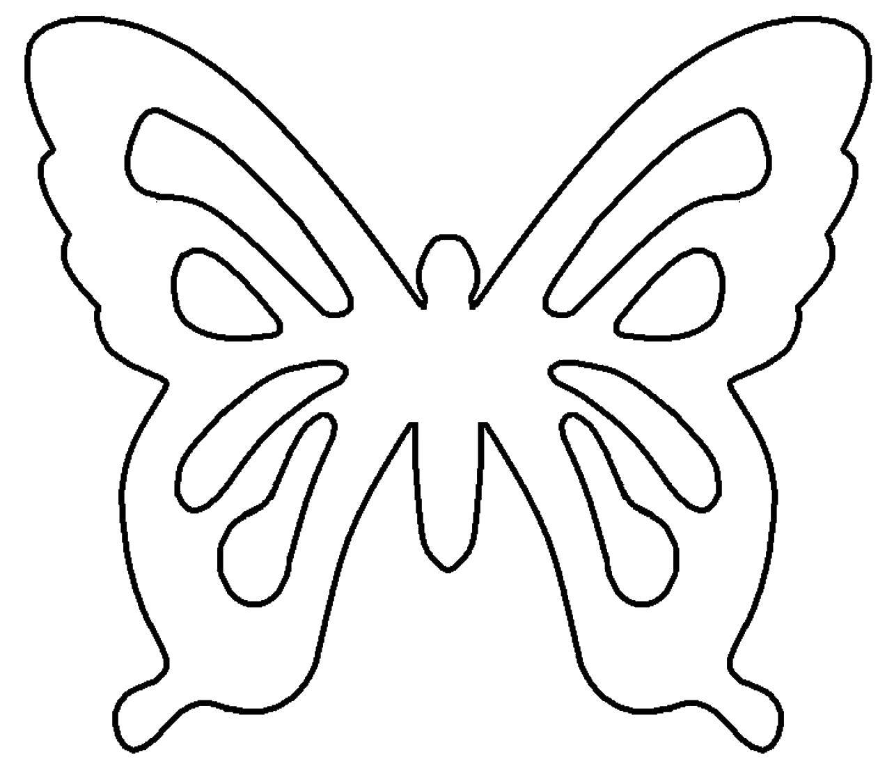 Название: Раскраска Контур бабочки для вырезания. Категория: контуры для вырезания бабочек. Теги: контуры, шаблоны, бабочки.