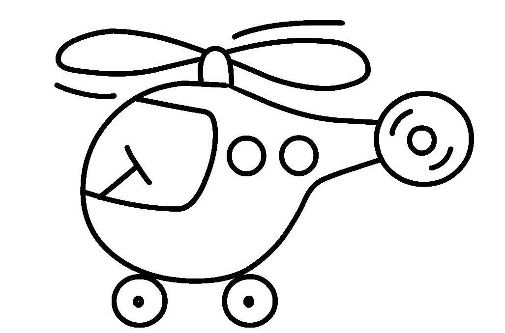 Название: Раскраска Вертолётик. Категория: Раскраски для малышей. Теги: вертолёт, воздушный транспорт, небо.