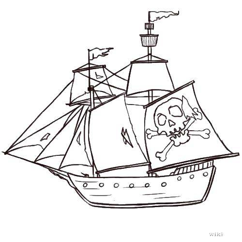 Розмальовки  Піратський корабель. Завантажити розмальовку кораблі, піратський корабель.  Роздрукувати ,кораблі,