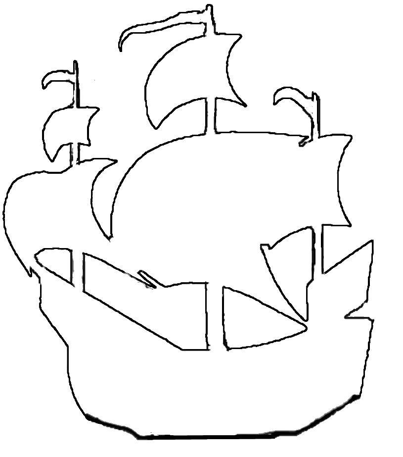 Название: Раскраска Контур корабля. Категория: Контур лодки. Теги: контур корабля, корабли.