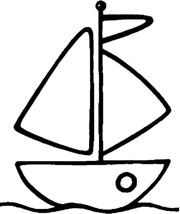 Название: Раскраска Кораблик на воде. Категория: малышам. Теги: Корабль, вода.