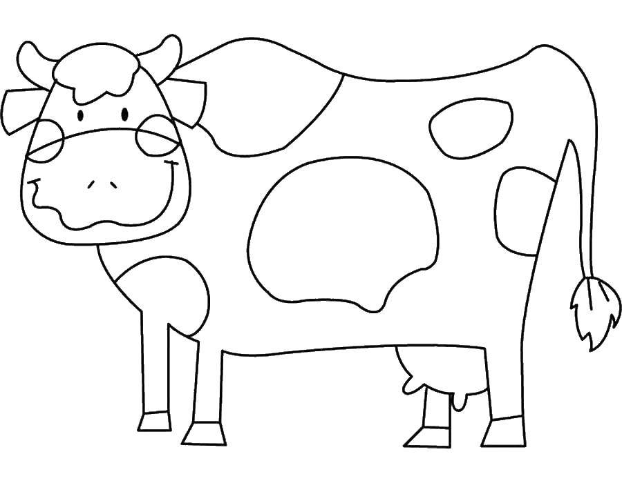 Раскраски Раскраска Веселая корова , Раскраски .