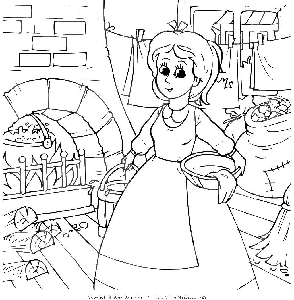 Coloring Housewife. Category woman . Tags:  girl, woman, Domotica.