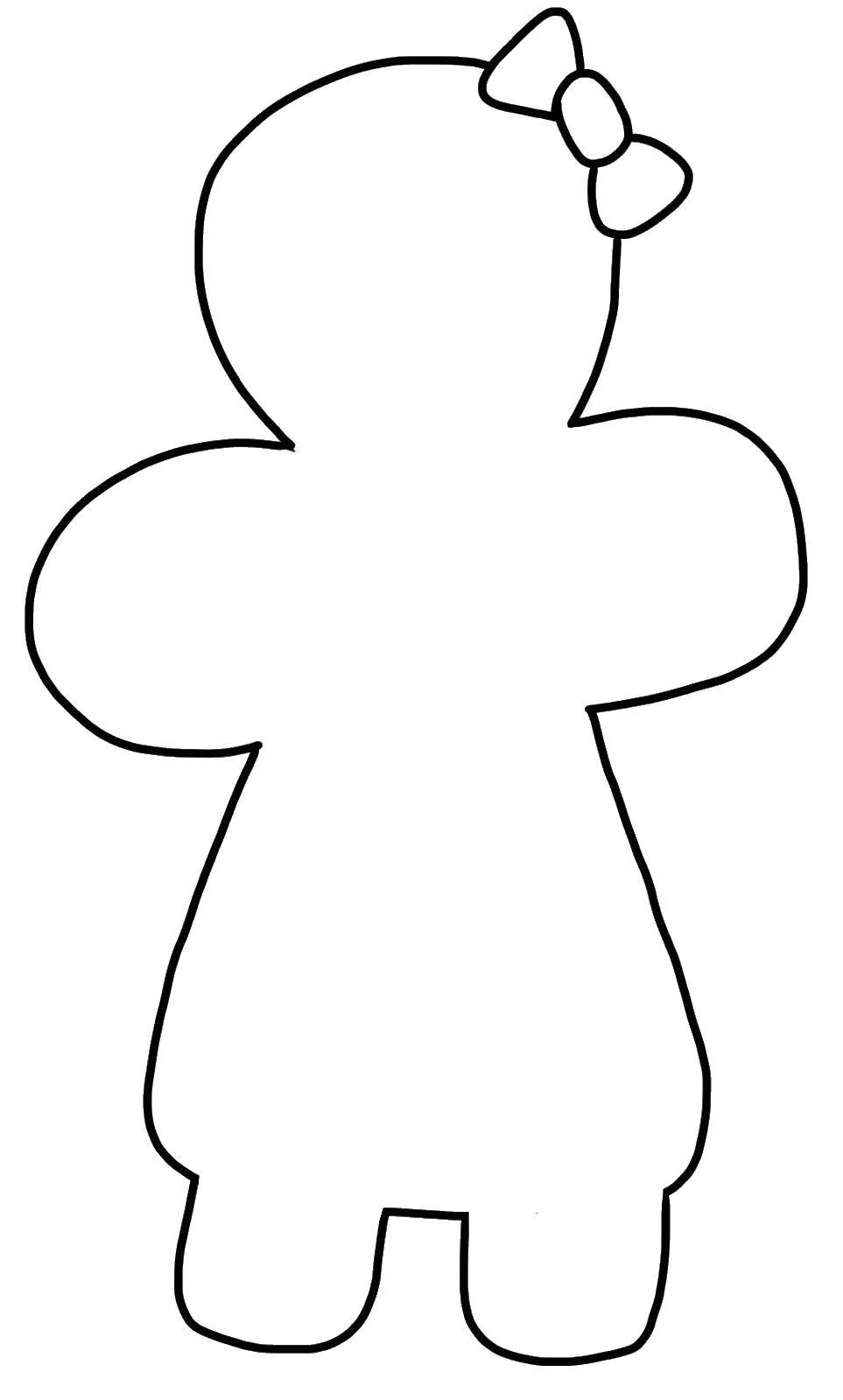 Название: Раскраска Контур девочки с бантиком. Категория: контур ребенка. Теги: контур, девочка, бантик.