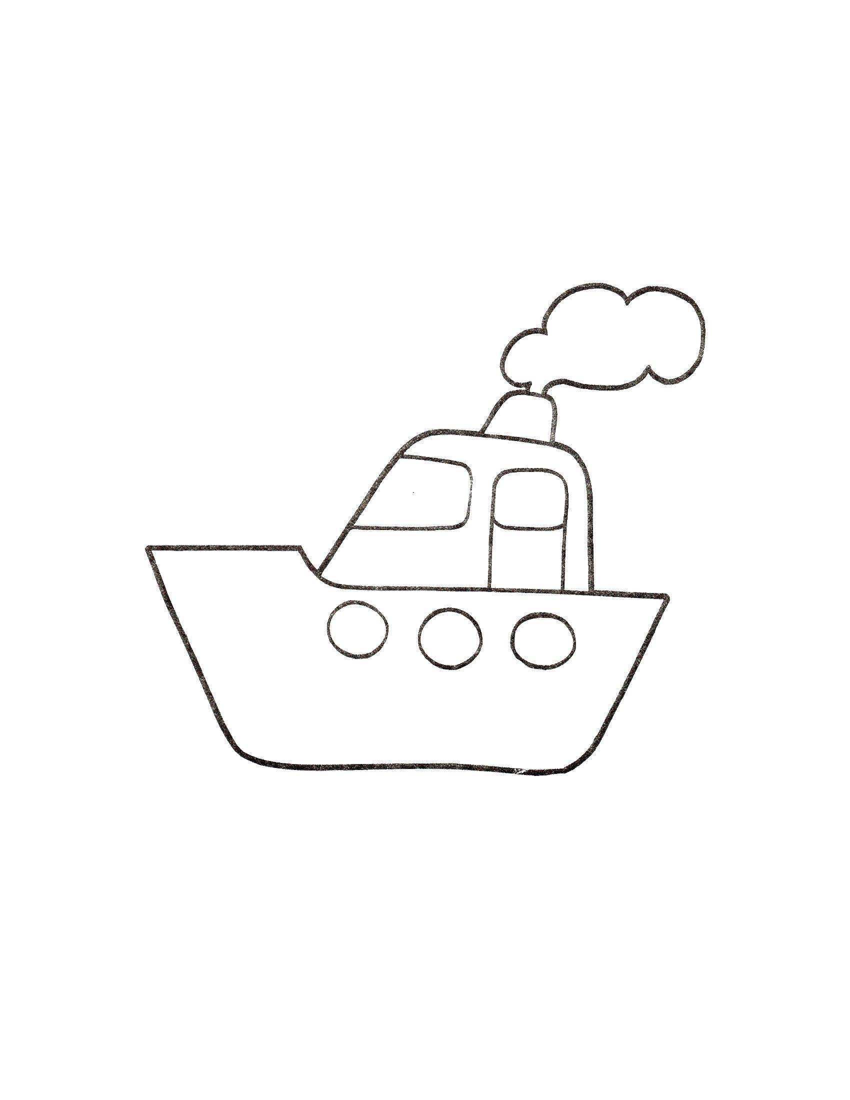Coloring The boat on the water. Category little ones. Tags:  Ship, steamboat.