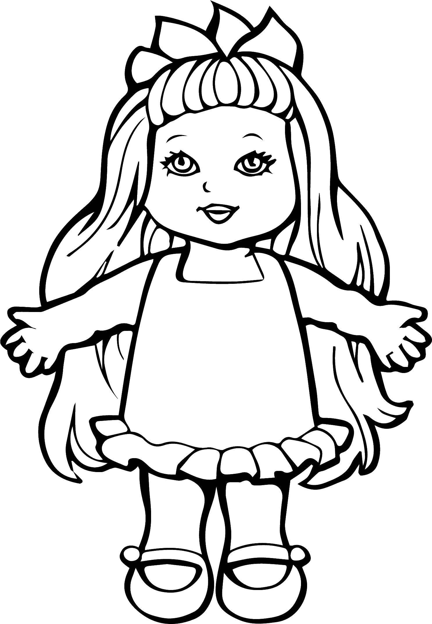 Название: Раскраска Кукла с длинными волосами. Категория: Контур куклы. Теги: Кукла, модница, мода.