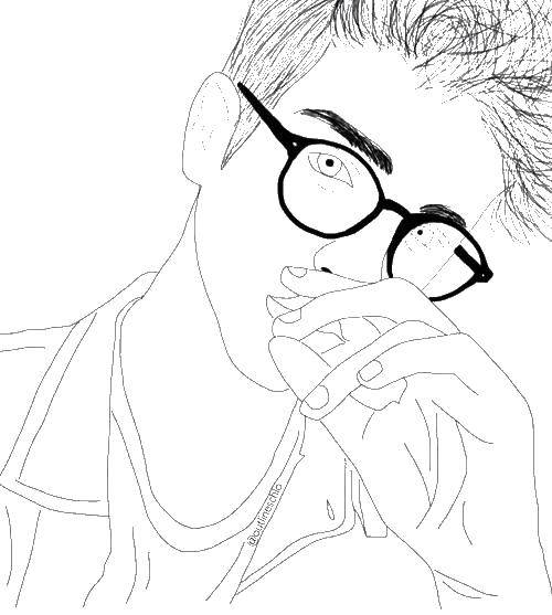 Coloring The guy with the glasses. Category the contour of the boy. Tags:  guy, hand, glasses.