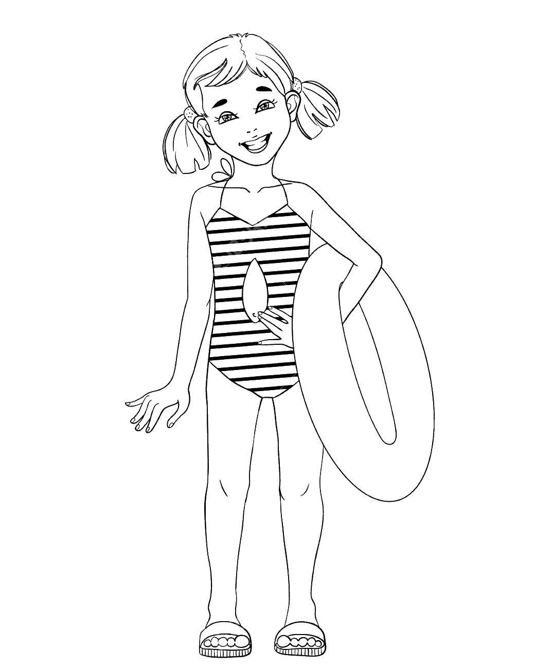 Coloring Beach girl. Category children. Tags:  Children, girl.
