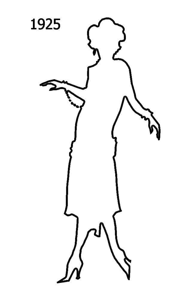Coloring Silhouette of a girl 1925. Category The contour of girls. Tags:  Silhouette , girl, 1925.
