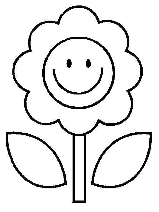 Название: Раскраска Улыбающийся цветок. Категория: малышам. Теги: Растения, цветок, улыбка.