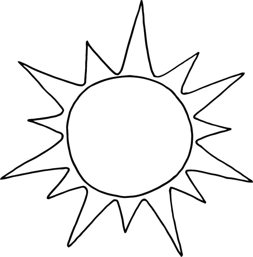 Название: Раскраска Солнце. Категория: Контур солнца. Теги: контур солнца, солнце, лучи.